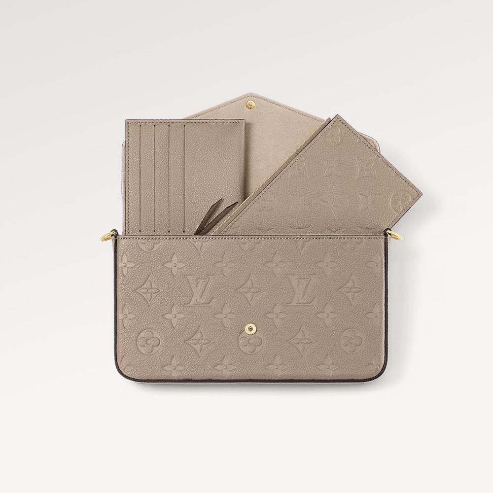 Louis Vuitton 3 Piece Felicie Pochette Monogram Empreinte Leather in Turtledove